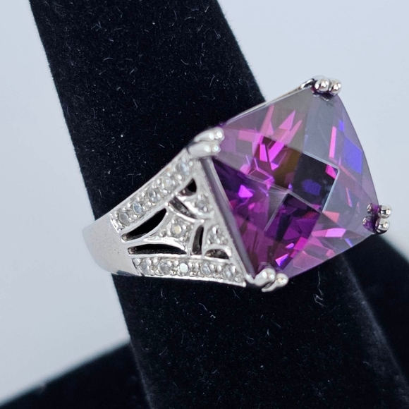 Ross Simons Checkerboard Cut Amethyst Ring Size 7 - Picture 7 of 17